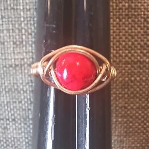 Handmade Wire Ring w/ Red Stone - New Item (Sz 9)